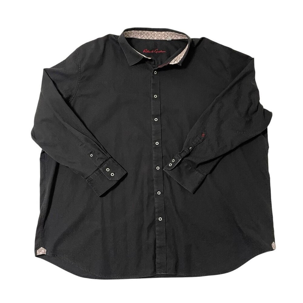 Robert Graham Floral Paisley Black Classic Fit Button Front Shirt size 4XL